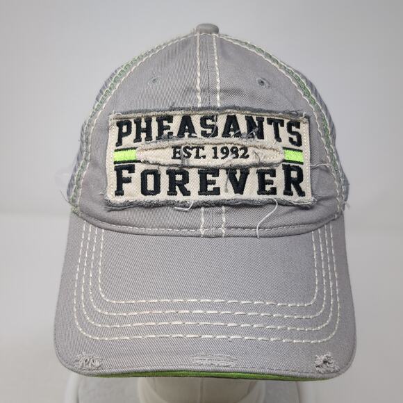 Pheasants Forever Strapback Trucker Hat Gray One Size Adjustable Distressed - Picture 2 of 9